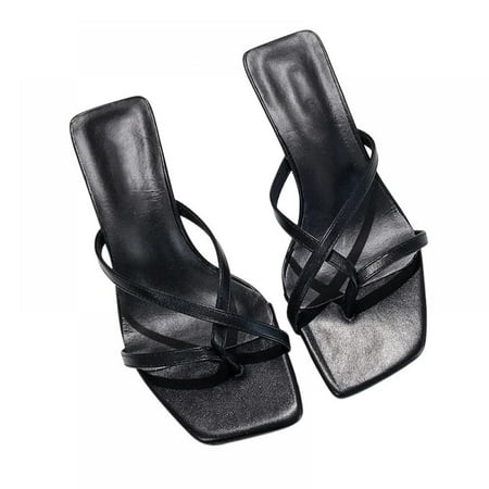 

Wuffmeow Sexy Heel Shoes Fashion Casual All-match Solid Color Slippers Women Summer