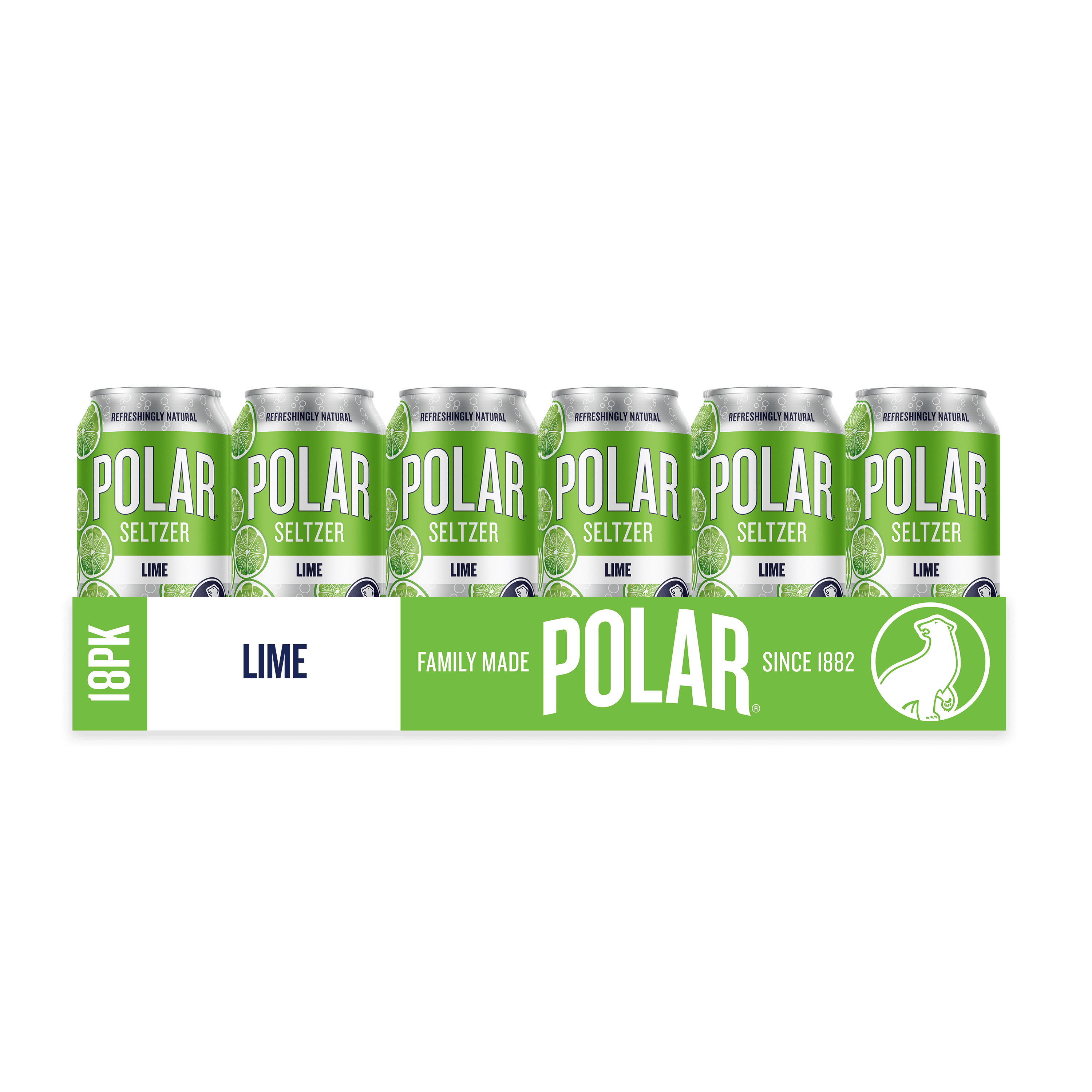 Polar Zero Calorie Lime Sparkling Seltzer Water, 12 fl oz, 18 Pack Cans