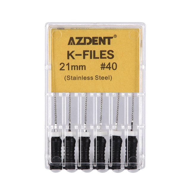 6 unids/pack AZDENT Dental uso manual limas K 21/25mm/31mm limas de conducto radicular endodoncia de acero inoxidable herramientas de dentista limas dentales laboratorio