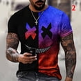thumbnail image 3 of Los Hombres Casual Suelto De Impresión 3D Par De Mangas Cortas De Moda De Color Coincidencia De Cara Sonriente T-shirt XS-6XLpangjing, 3 of 3