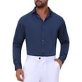 thumbnail image 5 of INSPIRE CHIC Men's Shirt Point Collar Long Sleeve Button Solid Color Business Dress Shirt XL Dark Blue, 5 of 6