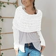 thumbnail image 2 of Htigea Women's Knitted Cable Wrap Shawl Sweater Long Sleeve Scarf Tops White Free Size, 2 of 4