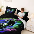 thumbnail image 3 of Castle Fairy Bold Off-road Bike Bed Sheets 4pcs for Kids, Ink Splash Detail King Sheets for Bedroom, Emerald Violet, 3 of 6