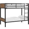 thumbnail image 1 of Twin Over Twin Rustic Metal and Wood Bunk Bed in Brown, 1 of 6