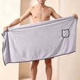 thumbnail image 5 of successthop Wrap Bath Towel for Men Soft Knee Homewear Snap After Bath Wear Pocketed Comfortable Winter Loungewear Gray, 5 of 6