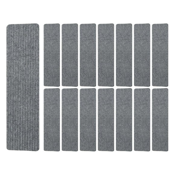 15x Stair Treads Polyester Soft Edging Stair Rugs for Kids Wooden Steps Dogs Gray