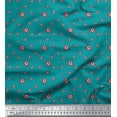 thumbnail image 1 of Soimoi Green Modal Satin Fabric Red & Blue Star Print Fabric by Yard 42 Inch Wide, 1 of 3