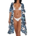 thumbnail image 4 of FKELYI Camo Blue Black Soccer Star Print Kimono Coverups for Women Soft Beach Cover Up Half Sleeve Summer Cardigan Bikini Cover Ups Resort Wear Casual Cruise Outfits, 4 of 6