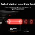 thumbnail image 3 of 2X Bicicleta Freno Inteligente Luz de Detección Automática Impermeable LED Tipo-C Carga Luz Trasera de Ciclismo Accesorios de Luz Trasera de Bicicleta B, 3 of 4