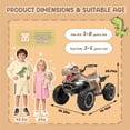 thumbnail image 5 of 12V Electric Ride on Cars for Kids, Kids Ride on Toys with Remote Control, 4 wheeler Dinosaur Kids ATV with Bluetooth, Music, LED Light, Best Gift for Boys Girls Aged 3-8, Khaki, 5 of 7