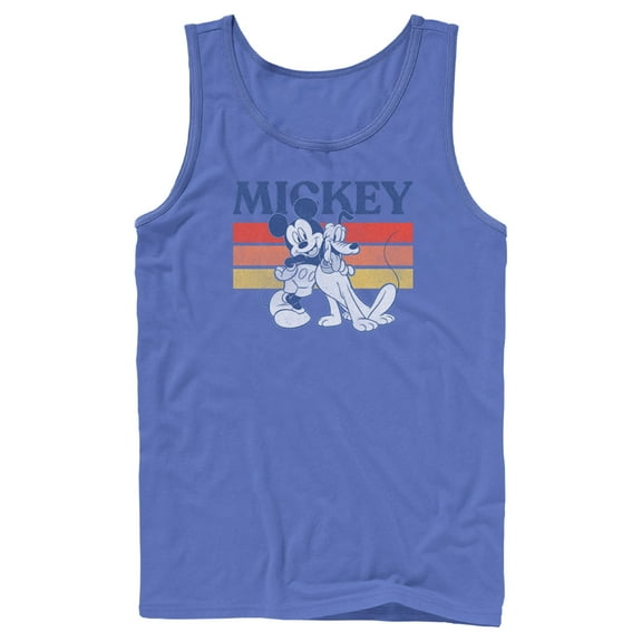 Men's Mickey & Friends Retro Pluto and Mickey Mouse  Tank Top Royal Blue X Large