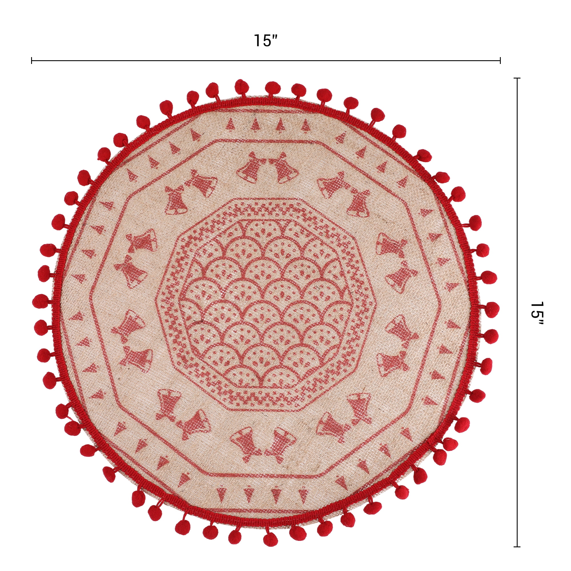 Unique Bargains Set of 6 Round Farmhouse Placemats for Dining Table Decor Pattern