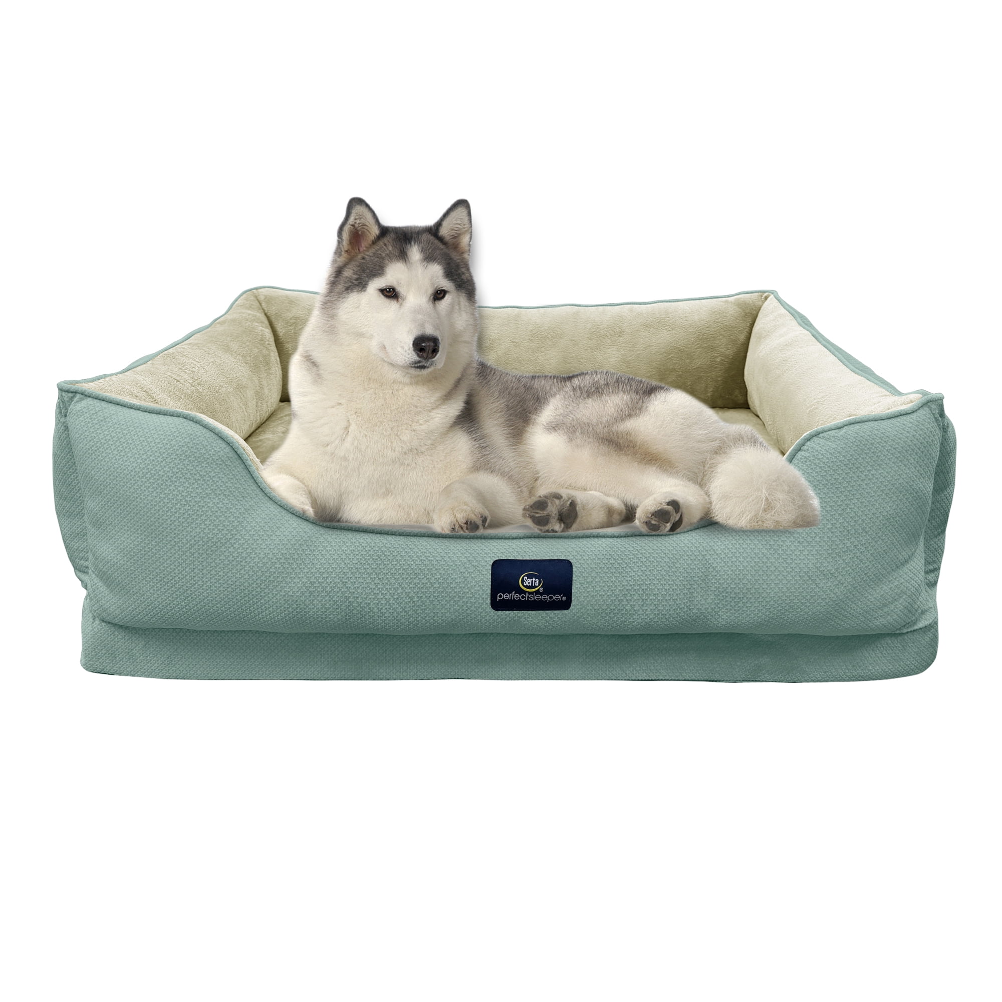 Serta Cuddler Bolster Cat & Dog Bed, Blue, Extra Large