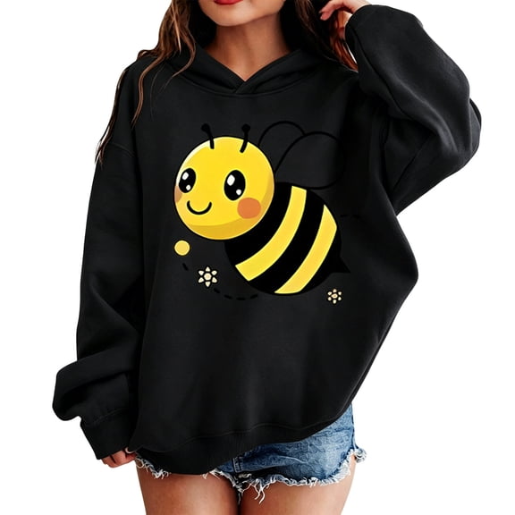 SJLDQY Boys Hoodies Cute Bee Graphic Hooded Sweatshirts Fall Lightweight Casual Long Sleeve Pullover Tops for Boys