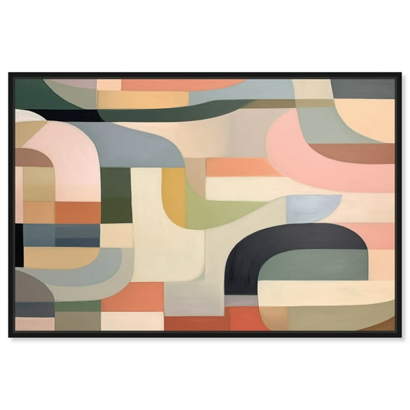 Cuenca Modern Color Block Geometric Canvas Wall Art by Art Remedy, Black Floater Frame, 15"x10"