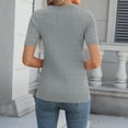 thumbnail image 4 of Women's Cable Knit Short Sleeve Sweater Tops Round Neck Lightweight Casual Outfit Spring Summer Office Streetwear Vacation Gray S, 4 of 4