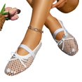 thumbnail image 6 of Women's Mesh Ballet Flats Fishnet Ballerina Flats Buckle Strap Mary Jane Causal Daily Dress Shoes, 6 of 7