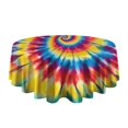 thumbnail image 5 of Colorful Tie Dye Mandala Pattern Round Tablecloth 60"x60",Wrinkle Wipeable Table Cloth for Kitchen Dining Room Picnic Patio Party, 5 of 6