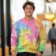 thumbnail image 3 of Dalix UFO Embroidered Washed Crewneck Sweatshirt Long Sleeve Fleece Cotton Mens in Tie Dye Rainbow L Large, 3 of 5