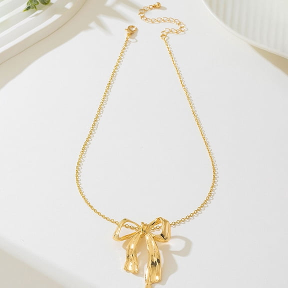 Women's Bow - Shaped Pendant Necklace - Style C