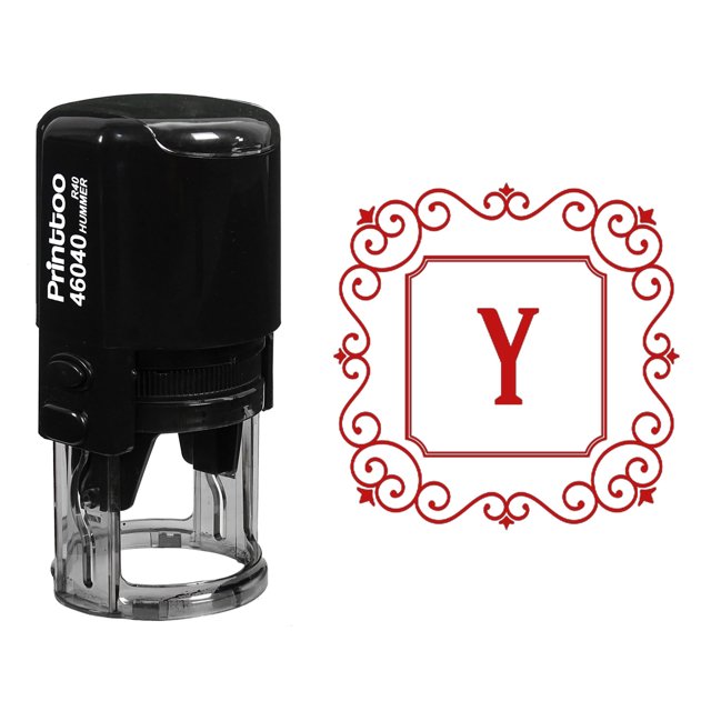 Printtoo Office Stationary R-40 Self Inking Square Swirl Border Y Alphabet Monogram Initial Rubber Stamp