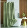 thumbnail image 2 of Extra Long Textured Fabric Shower Curtain 72" Width by 84" Length, Sage Checkered Printed Bathroom Curtain Machine Washable, 2 of 5