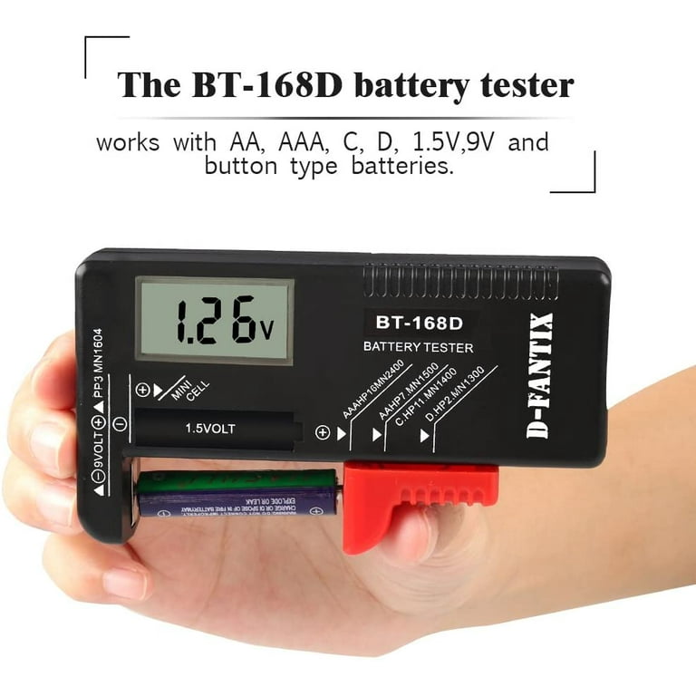 Digital Battery Tester for AAA AA C D 9V 1.5V, Household Battery Checker  Tester for Small Batteries Button Cell (Model: BT-168D) 