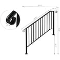 thumbnail image 2 of 1 Pack Hand Rails for Outdoor 5 Steps, Fit 4 or 5 Steps, Hand Railings for Stairs Outdoor, Wrought Iron Handrail, Outdoor Stair Railing for Concrete Steps, Outdoor Metal Hand Railing, 2 of 7