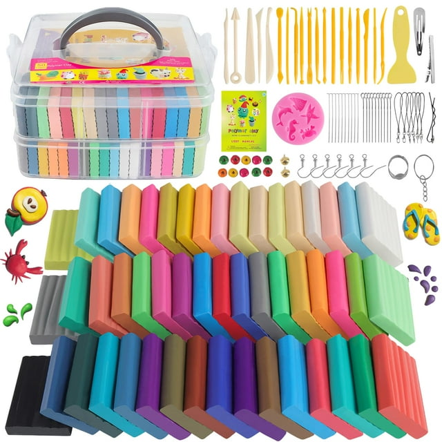 Kit de arcilla polimérica CyaJm 50 colores con caja de almacenamiento y herramientas