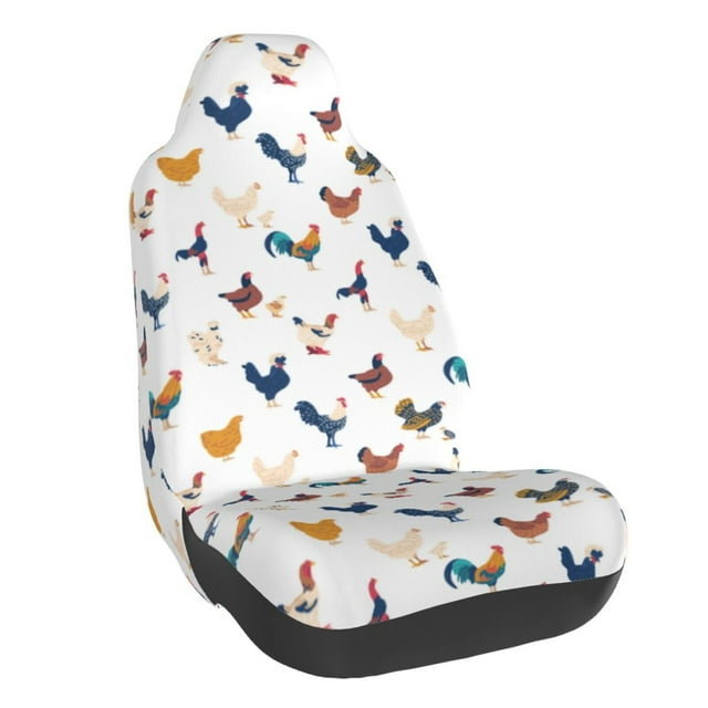Wukai Various Rooster Full Set Car Seat Covers with Soft Padding Universal Auto Front Seats Protector and Cushion Mat