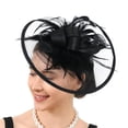 thumbnail image 7 of RUISINERY Elegant Feathered Tulle Cocktails Hat Fascinator For Women Elegant Party Headpiece With Netting Detail for Bride, 7 of 7