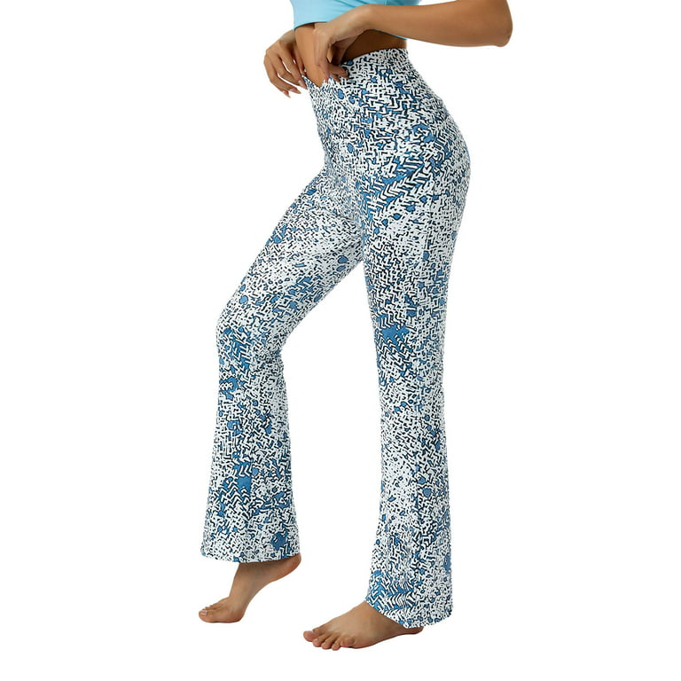 Imcute Women's Yoga Pants Leggings High Waisted Wide Leg Yoga Flare Pants  Tummy Control Workout Running Pants Dark Blue XL