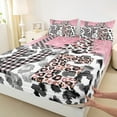 thumbnail image 3 of Castle Fairy Leopard Print 4pcs Bed Sheets,Sparkling Sequin King Sheets,Valentine's Day Super Cozy Sheet Set,Lightweight Geometric Room Decor, 3 of 7