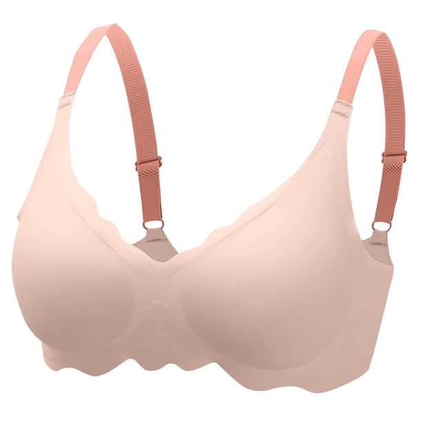 Karight Wireless T Shirt Bra Womens Seamless Full Coverage Sleep Bras Padded No Underwire Push Up Deep V Scalloped Bralettes