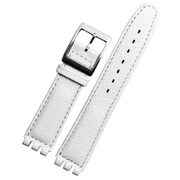 WANGQ Bracelet de Montre en Cuir Étanche Compatible avec Swatch YIS415/414 YCS YAS YGS 17 mm Remplacement Bracelet de Montre en Cuir de Vache Bracelet de Montre Concavo Convexe