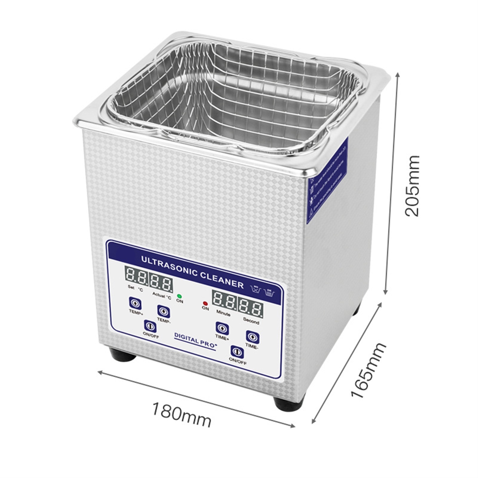 Ultrasonic Cleaner 2L 50W With Digital Display 40kHz Heating Timing SUS 304 Tank Basket Ultrasonic Bath Cleaning Tool ,Strong Cleaning