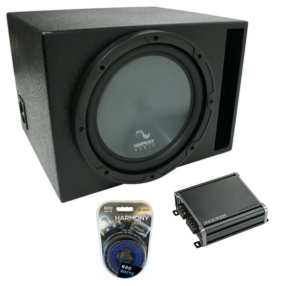 Universal Car Stereo Rhino Coated Ported 10" Harmony R104 Sub Box & CXA400.1
