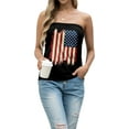 thumbnail image 2 of JWD Women's Floral Tube Tops Casual Summer Backless Strapless Top Sleeveless Bandeau Tanks Shirt Black Retro Flag L, 2 of 4