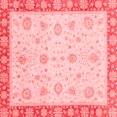 thumbnail image 1 of Ahgly Company Machine Washable Indoor Square Abstract Red Modern Area Rugs, 5' Square, 1 of 4