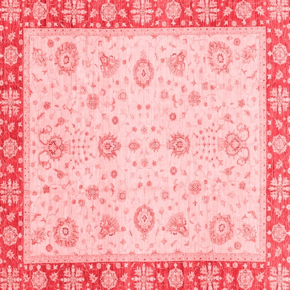 Ahgly Company Machine Washable Indoor Square Abstract Red Modern Area Rugs, 5' Square