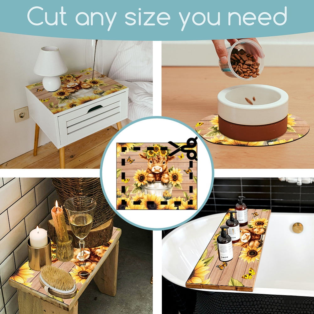 Highland Cattle Washer Dryer Dust Cover 23.6×19.7inch Sunflowers Cute Calf Washing Machine Top Protector Pads Non Slip Washing Machine Top Covers DIY