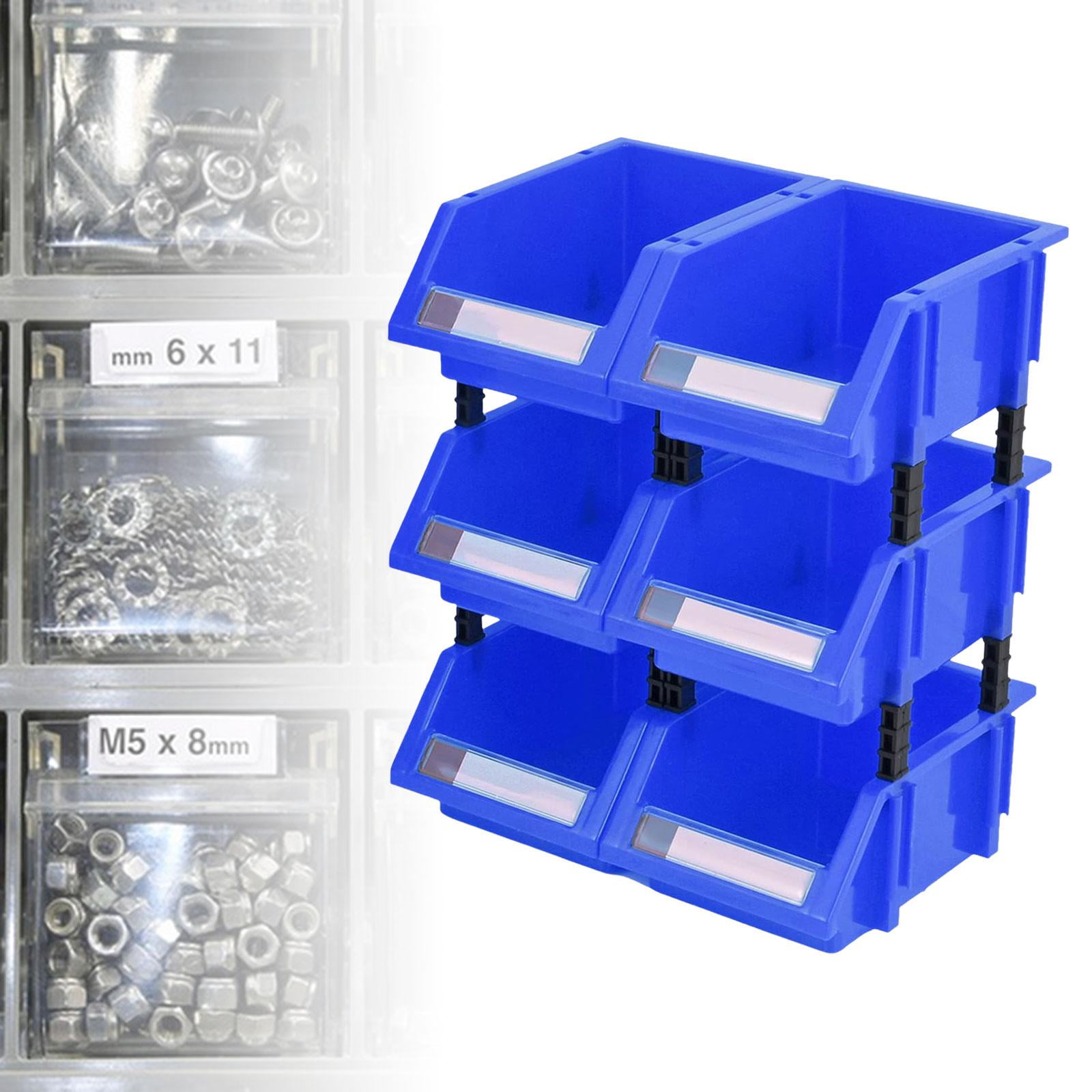 10Pcs Multi Purpose Garage Storage Bins Containers Hardware Parts Rack Open  Front Stacking for Cabinet Workshop Garage Shop Shed