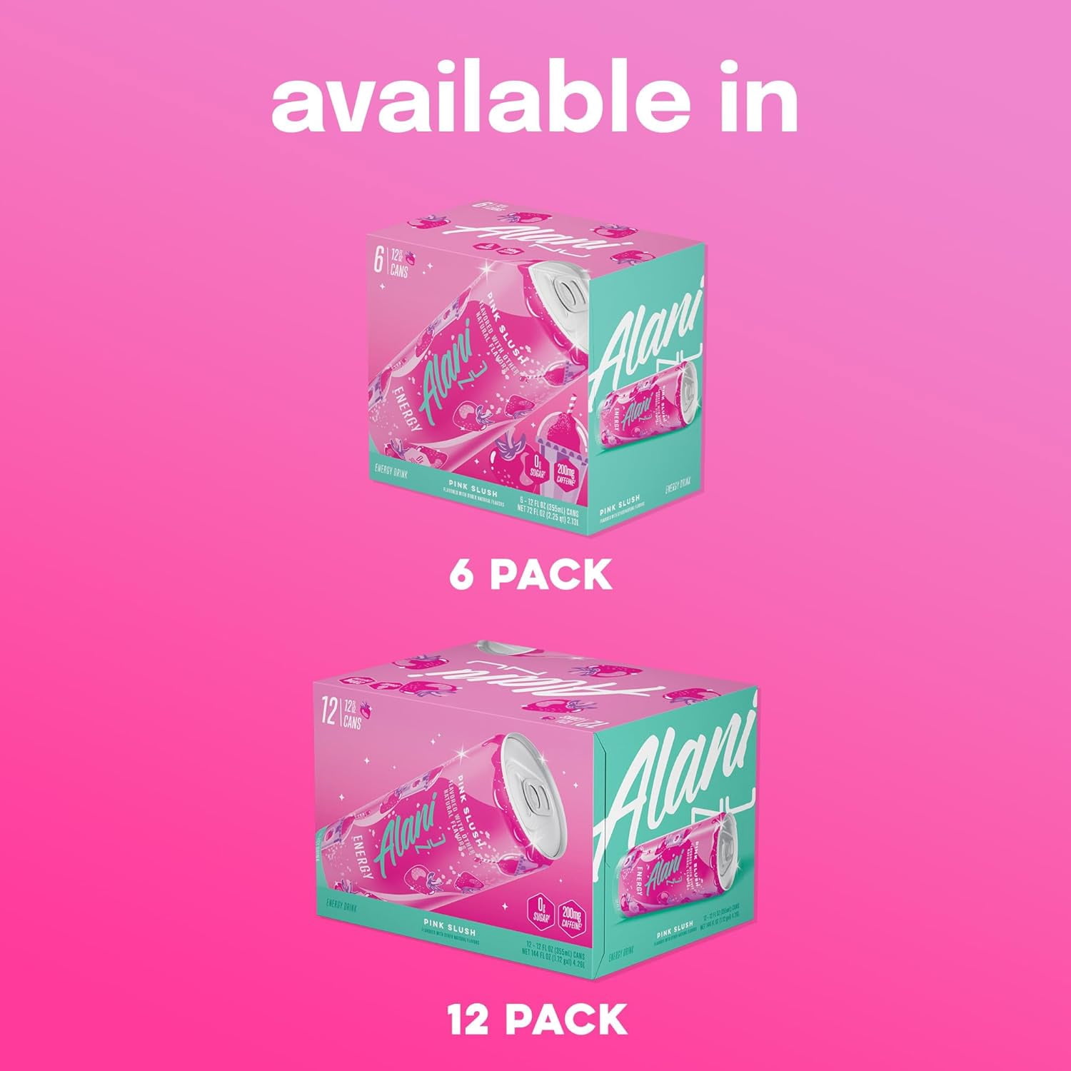 Alani Nu Energy Drink Pink Slush, 12oz Cans, 6-Pack