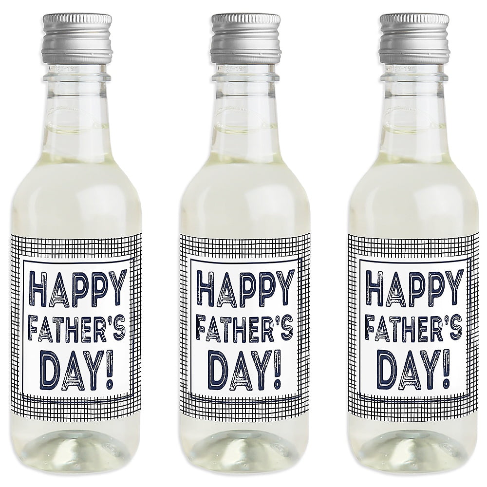 My Dad is Rad - Mini Wine and Champagne Bottle Label Stickers - Father's Day Favor Gift for Women and Men - Set of 16
