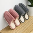 thumbnail image 6 of FLMEI Mens Slippers Womens Slippers Warm Slippers for Couple Indoor Outdoor Non-slip House Shoes Fall Winter Thick Bottom Fleece Slippers Size 5-8.5, 6 of 9