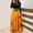 Orange-2, variant on BaoFuBaoMei Halloween Dresses for Women Plus Size Long Sleeve Crew Neck Halloween Plaid Pumpkin Print Maxi Dress High Waist Patchwork Flowy Dresses for Party