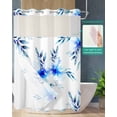 thumbnail image 2 of No Hook Shower Curtain with Snap in Liner, Farmhouse Style Blue Flowers Plants Leaves Watercolor Style Shower Curtains for Bathroom, Washable Shower Curtain Liner Set with Mesh Top Window, 60"x72", 2 of 6