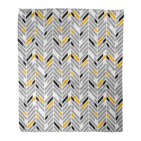 SIDONKU Throw Blanket Warm Cozy Print Flannel Gray Abstraction Abstract Geometric Modern Chevron Black Comfortable Soft for Bed Sofa and Couch 58x80 Inches