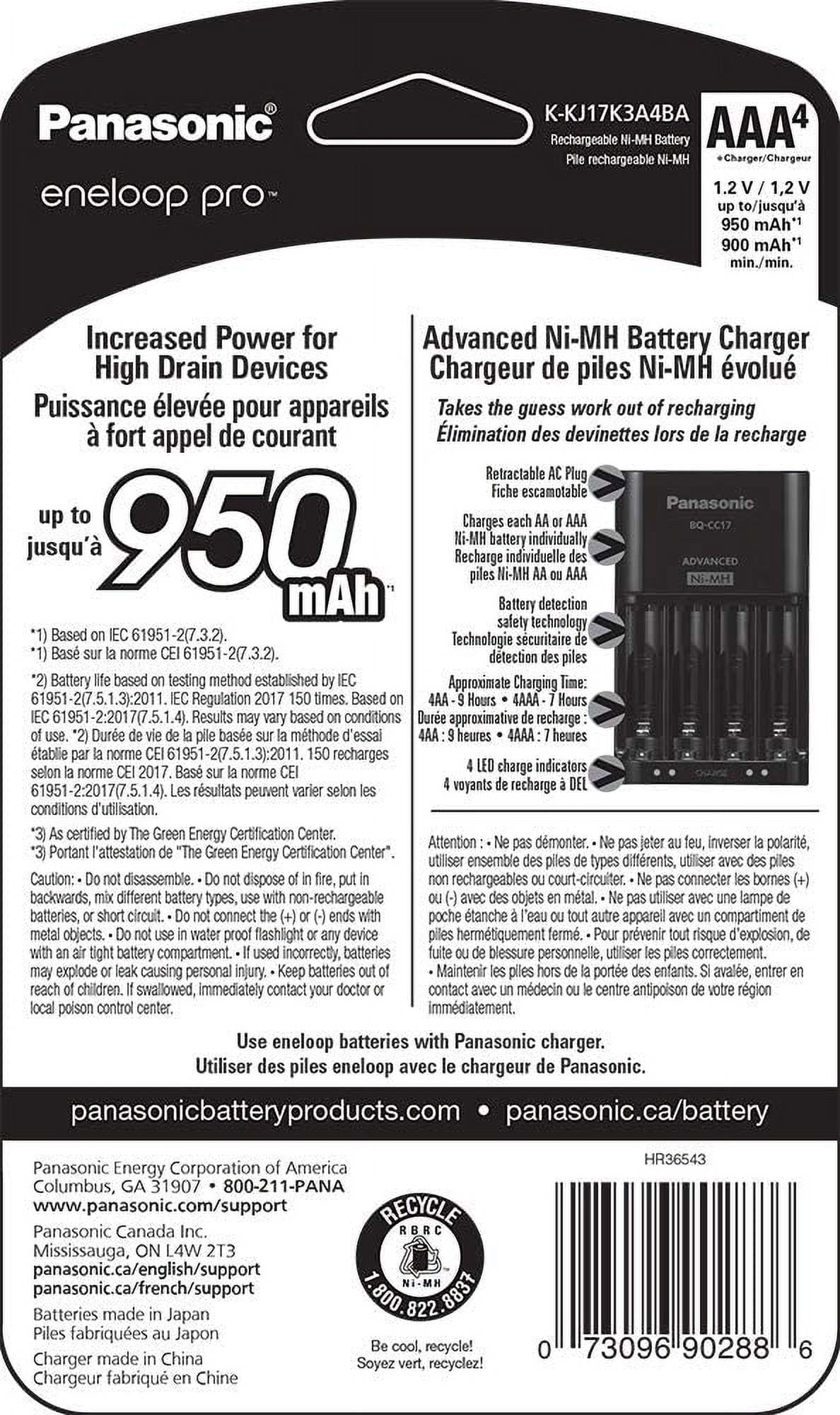 Panasonic eneloop pro Advanced Battery Charger Pack with 4 AAA Rechargeable Batteries