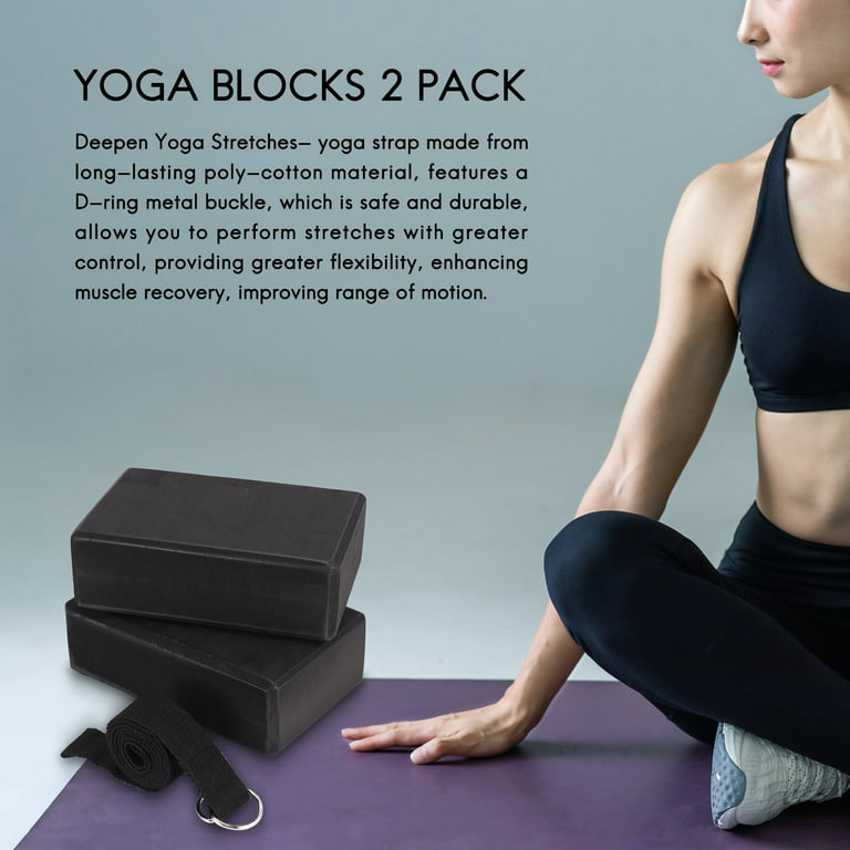 Yoga Block and Yoga Strap Set EVA Foam Soft Non- Yoga Blocks